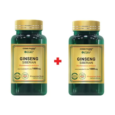 Pachet Ginseng Siberian, 60 + 30 tablete, Cosmopharm