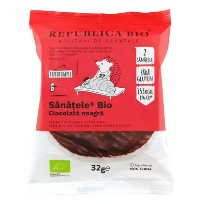 Sanatele bio cu ciocolata neagra fara gluten, 32g, Republica Bio