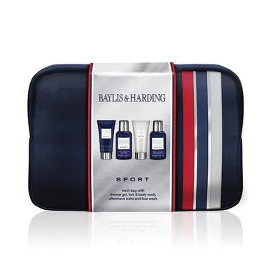 Baylis and Harding Set 5 piese - Borseta cosmetice/ Sampon 100ml/ Gel curatare ten 100ml/ Aftershave 50ml/Gel dus 50ml