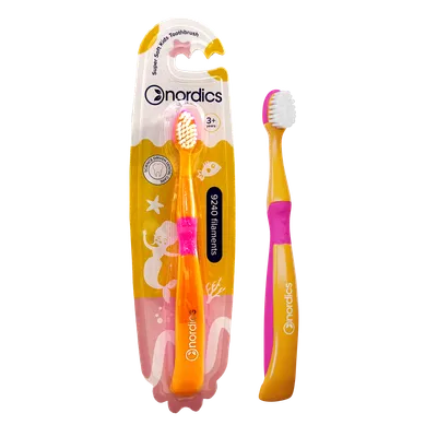 Periuta de dinti pentru copii 3+ ani Sirena 9240 Super Soft Premium, culoare galben cu mov, 1 bucata, Nordics