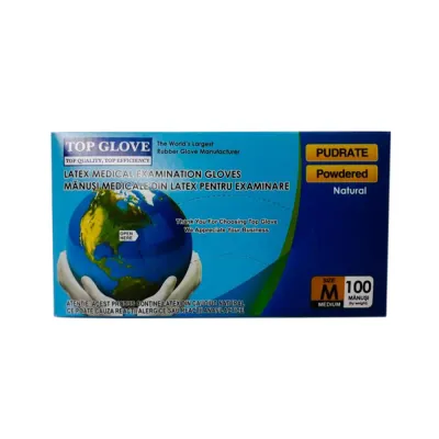Manusi de examinare din latex marimea M, 100 bucati, Top Glove