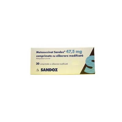 Metosuccinat Sandoz 47,5 mg x 30 comprimate eliberare modificata