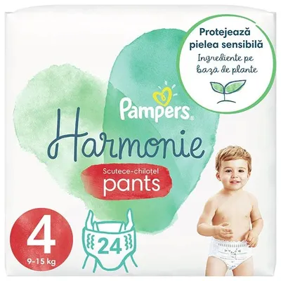Scutece chilotel Harmonie Pants Marimea 4 9-15kg, 24 bucati, Pampers