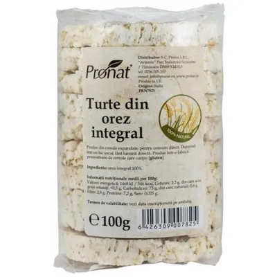 Turte din orez integral, 100g, Pronat