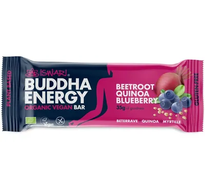 Baton energizant bio cu sflecla rosie, quinoa si afine, 35g, Iswari