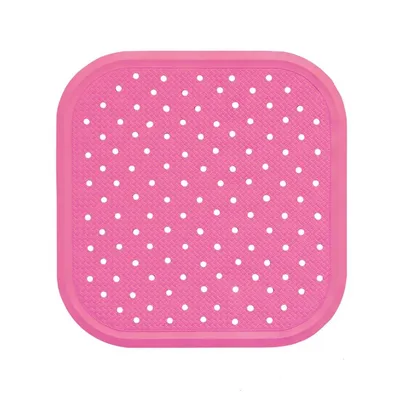 Covoras antiderapant din cauciuc natural pentru cada cu ventuze Roz, 56x56 cm, Sanger