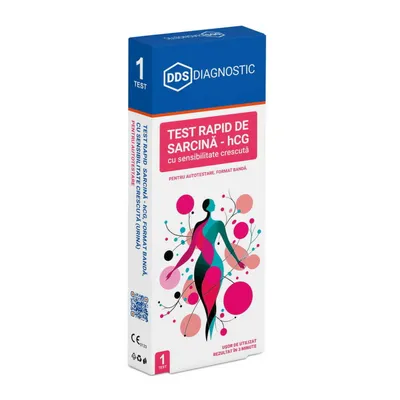 DDS TEST RAPID DE SARCINA HCG CU SENSIBILITATE CRESCUTA FORMAT BANDA ( URINA ) AUTOTESTARE 1 TEST /KIT