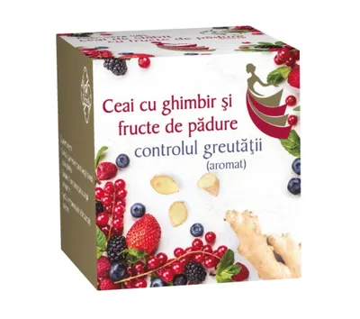 Ceai cu Ghimbir și Fructe de Pădure pentru Controlul Greutății, 20 Doze, AdNatura