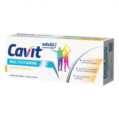 Cavit Adulti Multivitamine cu aroma de vanilina, 20 tablete masticabile, Biofarm