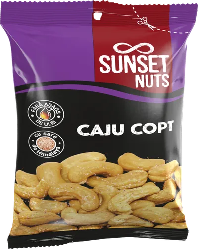 Caju copt in sare de Himalaya, 50g, Sunset Nuts