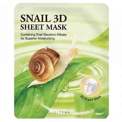Masca tip servetel de fata hidratanta 3D cu filtrat de melc, 23 grame, Missha