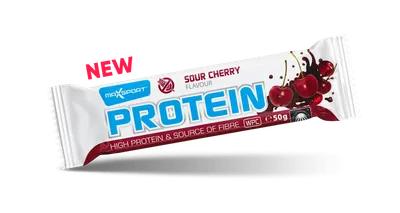 Baton proteic cu visine fara gluten, 50g, Maxsport