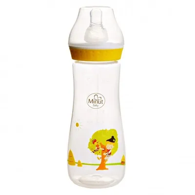 Biberon cu tetina "Pupaza din tei" pentru +3luni Baby, 250ml, Minut