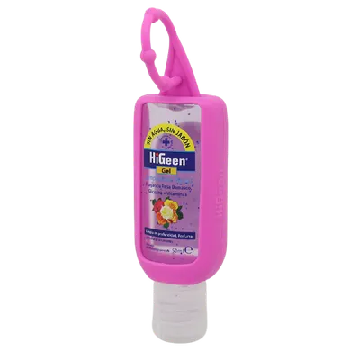 Gel dezinfectant de maini cu granule de Vitamina A, E si lotiune hidratanta cu trandafir de Damask, 50ml, HiGeen