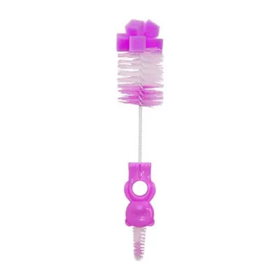 Perie de curatat biberoane, tetine si cani Bear Pink, 1 bucata, Lorelli