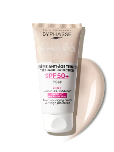 Crema antirid cu protectie solara SPF50+ Tinted Light, 50ml, Byphasse