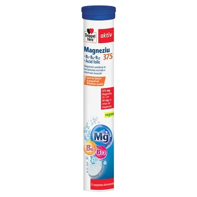 DOPPELHERZ MAGNEZIU 375+B1+B6+B12+ACID FOLIC 15 TABLETE EFERVESCENTE