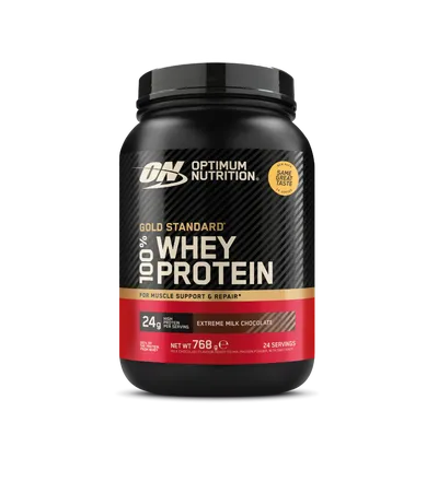 Pudra proteica proteine din zer aroma ciocolata intensa cu lapte ON 100% Whey Gold Standard, 768g, Optimum Nutrition