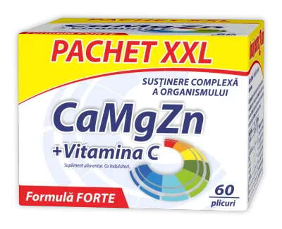 Calciu + Magneziu + Zinc + Vitamina C Formula Forte, 60 plicuri, Zdrovit