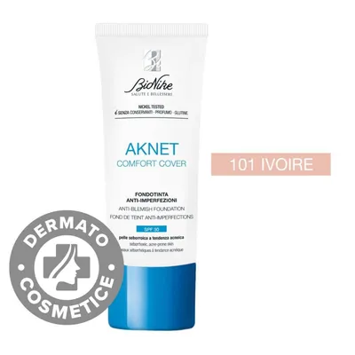 Fond de ten pentru ten acneic Aknet Comfort Cover 101 ivoire, 30ml, Bionike