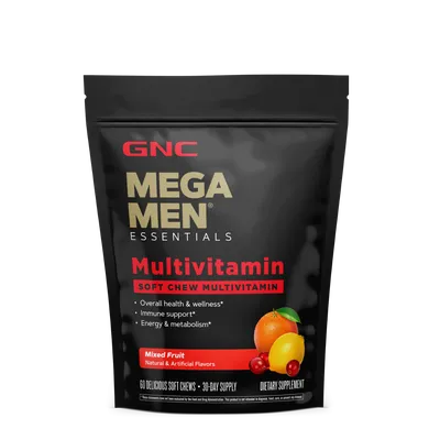 Complex de multivitamine pentru barbati cu gust de fructe asortate Mega Men® Soft Chews, 60 caramele, GNC