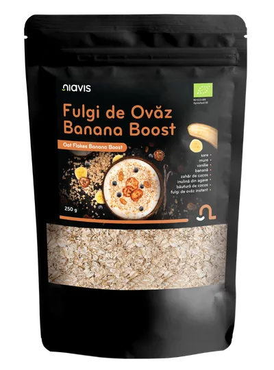 Fulgi de ovaz Banana Boost Ecologici, 250g, Niavis