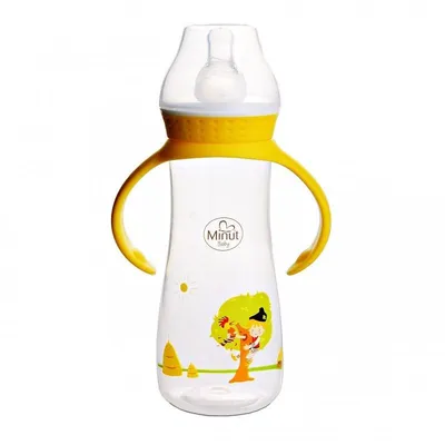Biberon cu tetina si maner "Pupaza din tei" pentru +3luni Baby, 250ml, Minut