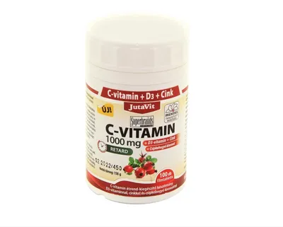 Vitamina C Retard 1000 mg + D3 + Zinc, 100 comprimate, JutaVit
