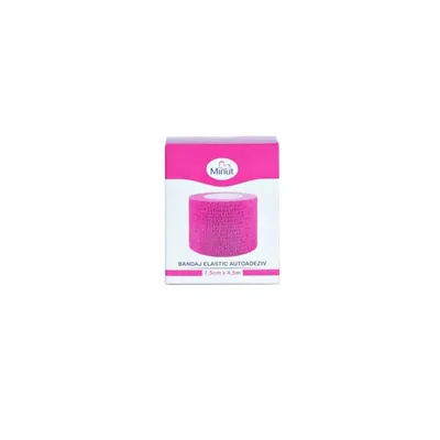 Bandaj elastic autoadeziv roz, 7,5cm x 4,5m, Minut