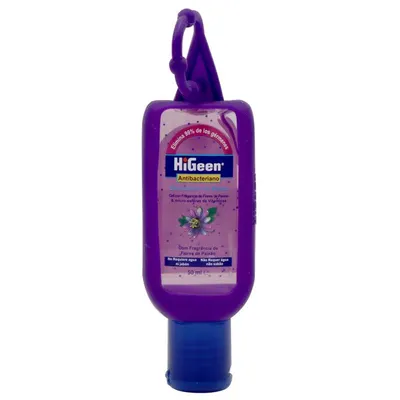 Gel dezinfectant cu agatatoare cu Vitamine A si E si lotiune hidratanta Passion Flower, 50ml, HiGeen