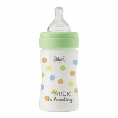 Biberon cu tetina din silicon si flux lent Perfect Easy Unisex 0 luni+, 150ml, Chicco