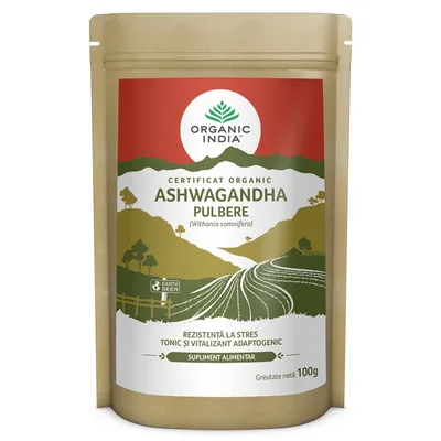 ORGANIC INDIA ASHWAGANDHA PULBERE RADACINA 100% ORGANIC BIO 100G