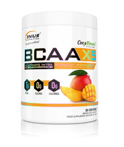 Aminoacizi pudra cu aroma de mango BCAA-X5, 360g, Genius Nutrition