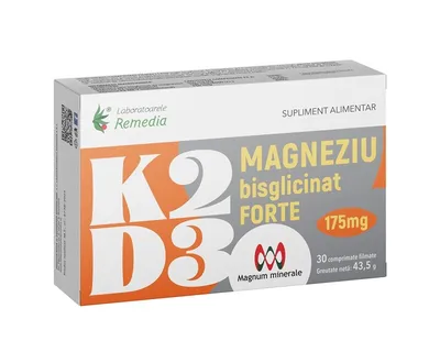 K2+D3+MAGNEZIU BISGLICINAT FORTE 175MG 30 COMPRIMATE FILMATE REMEDIA