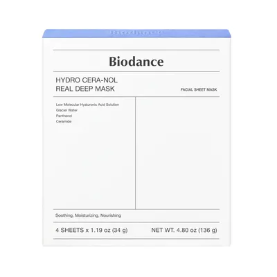 Set de masti pentru hidratare intensa si calmare Hydro Cera-nol Real Deep, 4 bucati, Biodance