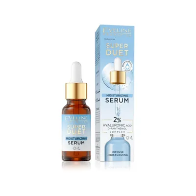 Ser pentru fata hidratant cu 2% acid hialuronic si d-panthenol Super Duet, 18ml, Eveline Cosmetics