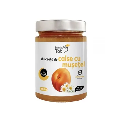 Dulceață de caise cu mușetel, fără zahăr, 360 grame, DACIA PLANT