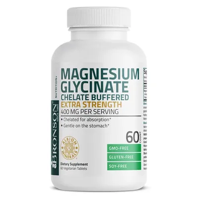 Magneziu Glicinat tamponat, 400 mg, 60 capsule, Bronson Laboratories