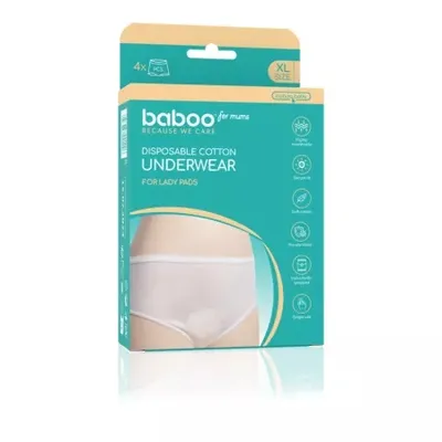Chiloti bumbac de unica folosinta XL, 4 bucăți, Baboo