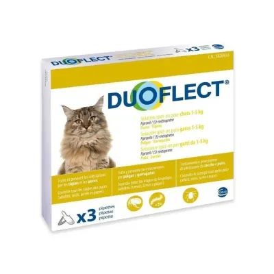 Duoflect Pisici (0.5–5 kg), antiparazitar extern, soluție spot – on, 3 pipete – Ceva Sante Animale RO