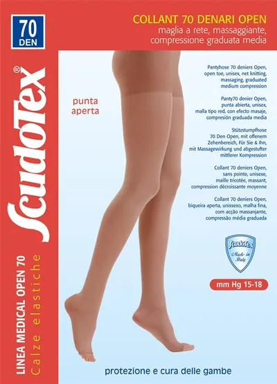 Scudotex 822 Ciorapi compresivi pantaloni fara varf, compresie medie 70 DEN, Daino, marimea 4-L