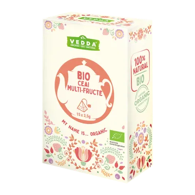 Ceai multi-fructe piramida bio, 15x3.5g, Vedda