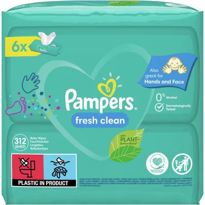 Servetele fresh clean, 6 x 52 bucati, Pampers