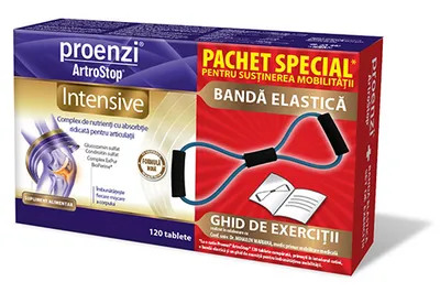 Pachet Proenzi Artrostop Intensive, 120 tablete + banda elastica, Walmark