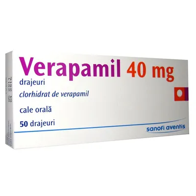 Verapamil 40mg, 50 drejuri, Sanofi