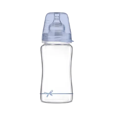 Biberon sticla baieti Diamond Glass Baby Shower, 250ml, LOVI