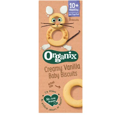 Biscuiti cu lapte si vanilie +10 luni Bio, 54g, Organix
