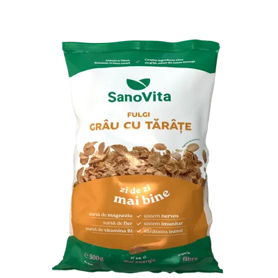 Fulgi de grau cu tarate, 500g, SanoVita