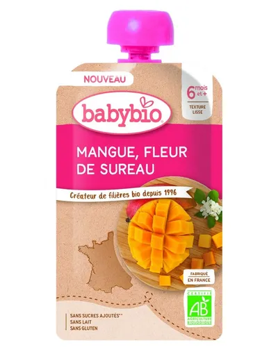 Piure de mango si flori de soc, 120g, BabyBio