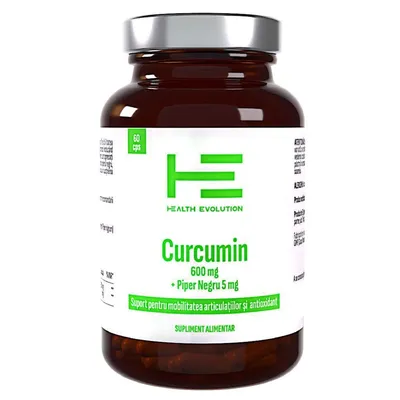 Curcumin 600 mg + Piper Negru 5 mg, 60 capsule, Health Evolution